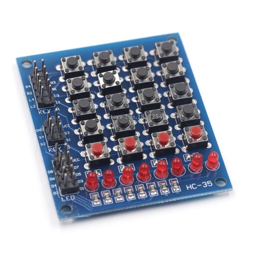 Matriz de pulsadores 4x4 + 8 LED + 4 pulsadores independientes. Teclado para Arduino