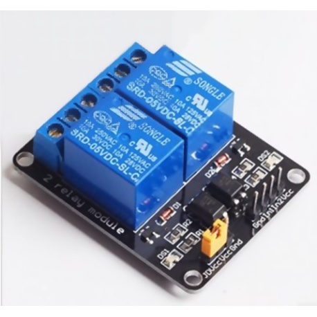 Módulo de 2 canales de Relés de 5V con optoacoplador Módulo de 2 canales de Relés de 5V con optoacoplador