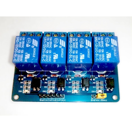 Módulo de 4 canales de Relés de 12V con optoacoplador compatible arduino Módulo de 4 canales de Relés de 12V con optoacoplador compatible arduino