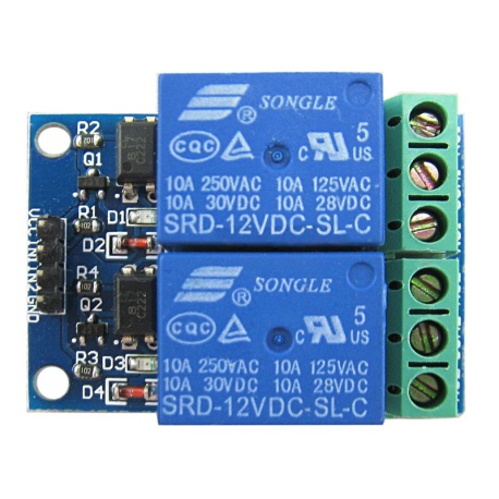 Módulo de 2 canales de Relés de 12V con optoacoplador Módulo de 2 canales de Relés de 12V con optoacoplador